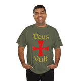 Unisex Deus Vult T Shirt Medieval Crusader Cross Graphic Tee Warrior Knight Inspired Vintage Christian Symbol Heavy Cotton Streetwear