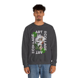 Collage Art Unisex Heavy Blend Crewneck Sweatshirt Graphic Pullover Black Abstract Modern Nature Inspired Futuristic Streetwear Creative Artistic Fashion Outfit