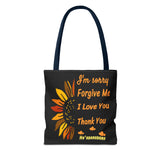 Sunflower Ho'oponopono Tote Bag Hawaiian Healing Prayer Design Spiritual Positivity Canvas Bag Mindfulness Reusable Durable Eco Friendly Shopping Tote
