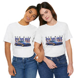 Blue Flame Street Racing Car Graphic Unisex Heavy Cotton Tee Bold Drift Style Automotive Streetwear Shirt