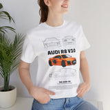 Orange Mid Engine Supercar Blueprint Artwork Unisex Heavy Cotton Tee High Performance Inspired Streetwear Graphic Shirt For Car Enthusiasts And Automotive Art Fans
