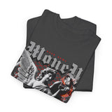 Money Bright Unisex Heavy Cotton Tee Angel Statue Graphic Gothic Streetwear Red Neon Aesthetic Artistic Fashion Statement T Shirt