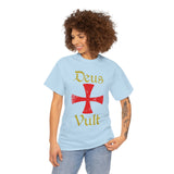 Unisex Deus Vult T Shirt Medieval Crusader Cross Graphic Tee Warrior Knight Inspired Vintage Christian Symbol Heavy Cotton Streetwear