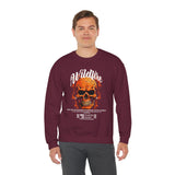 Wildfire Skull Flames Unisex Heavy Blend Crewneck Sweatshirt Gothic Inferno Graphic Bold Streetwear Motivational Statement Pullover