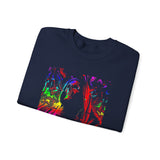 Reaper Of Neon Flames Sweatshirt Cosmic Skull Glow Design Unisex Heavy Blend Streetwear For Power Seekers, Dreamers, And Night Explorers
