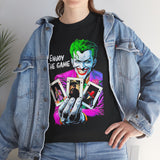 Joker Enjoy The Game Unisex Heavy Cotton Tee Bold Gothic Streetwear Art Design Dark Psychological Theme Shirt for Risk Takers, Creators, and Hustlers
