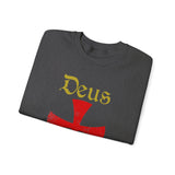 Unisex Deus Vult Crewneck Sweatshirt Medieval Crusader Cross Heavy Blend Fleece Pullover Warrior Knight Inspired Vintage Christian Symbol Streetwear