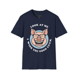 Laughing Pig Fun Cartoon Unisex Heavy Cotton Tee Trendy Humor Streetwear Graphic Shirt Perfect Gift for Friends Birthdays Casual Wear