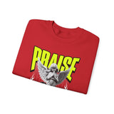 Praise Angel Statue Graphic Unisex Heavy Blend Crewneck Sweatshirt Gothic Spiritual Streetwear Pullover