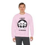 Unisex I Want To Believe Alien Crewneck Sweatshirt UFO Graphic Pullover Extraterrestrial Space Themed Sci Fi Conspiracy Inspired Paranormal Streetwear