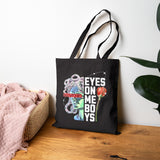 Eyes On Me Boys Medusa Cotton Canvas Tote Bag Mythological Streetwear Bold Empowerment Design for Everyday Use Perfect Gift for Friends Book Lovers Shoppers Casual Carry Bag