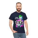 Joker Enjoy The Game Unisex Heavy Cotton Tee Bold Gothic Streetwear Art Design Dark Psychological Theme Shirt for Risk Takers, Creators, and Hustlers