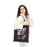 Aliens Exist Cotton Canvas Tote Bag UFO Extraterrestrial Glitch Art Eco Friendly Shopping Bag