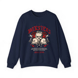 Monsters Skull Guardians Gothic Horror Unisex Heavy Blend Crewneck Sweatshirt Dark Graphic Halloween Streetwear Bold Vintage Skull Pullover