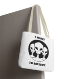 I Want To Believe Alien Tote Bag Sci Fi UFO Extraterrestrial Design Canvas Bag Space Mystery Reusable Eco Friendly Durable Shopping Travel Tote