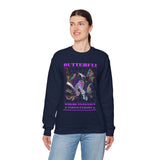 Unisex Heavy Blend Crewneck Sweatshirt Butterfly Holographic Graphic Pullover Black Streetwear Where Elegance Takes Flight Trendy Aesthetic Fashion Outfit