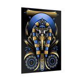 Eye Of Eternity Poster Gold And Blue Egyptian Owl Pharaoh Sacred Geometry Art Print Spiritual Wall Decor For Focus Energy And Royal Inspiration