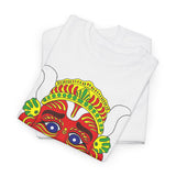 Poochandi Drishti Bommai Tamil T Shirt Traditional Evil Eye Protection Graphic Tee South Indian Folk Art Dhrishti Mask Cultural Festival Streetwear Unisex Cotton Spiritual Apparel