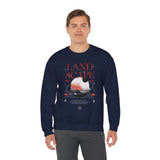 Landscape Unisex Heavy Blend Crewneck Sweatshirt Graphic Pullover Black Nature Inspired Abstract Mountain Outdoor Adventure Modern Streetwear Artistic Creative Fashion Outfit
