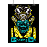 Toxic Genius Neon Gas Mask Skull Matte Vertical Poster Bold Cyberpunk Wall Art For Gamers Artists And Rebels Futuristic Science Aesthetic Room Decor Symbol Of Creativity And Power