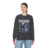 Civilization Eye Of Memory Graphic Unisex Heavy Blend Crewneck Sweatshirt Futuristic Visionary Streetwear Abstract Blue Eye Pullover