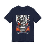 Unisex Jersey Short Sleeve Tee Humble Angel Statue Graphic Streetwear Fire Print T Shirt Bold Motivational Urban Fashion Outfit