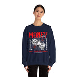 Money Motivation Hustler Mindset Graphic Print Unisex Heavy Blend Crewneck Sweatshirt Streetwear Ambition Pullover