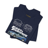 Silver Blue Street Racing Artwork Unisex Heavy Cotton Tee High Performance Inspired Graphic Shirt For Car Lovers And Urban Streetwear Fans