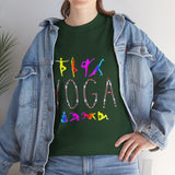 Unisex Yoga Graphic T Shirt Colorful Pose Typography Tee Spiritual Mindfulness Meditation Fitness Lifestyle Heavy Cotton Top for Men and Women