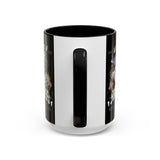 Sadness Statue Accent Coffee Mug 11oz 15oz Two Tone Ceramic Gothic Art Cup with Butterfly and Flame Design