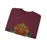Mythical Tribal Mask Unisex Crewneck Sweatshirt Heavy Blend Pullover Cultural Warrior Spirit Inspired Festival Graphic Art Streetwear Top