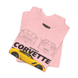 Yellow High Performance Sports Coupe Blueprint Art Unisex Heavy Cotton Tee Premium Streetwear For Car Enthusiasts Gearheads And Collectors