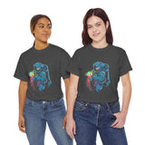 Galactic Dream Astronaut Neon Art Unisex Heavy Cotton Tee Bold Cosmic Streetwear Graphic T Shirt Vibrant Space Design Comfortable Classic Fit Everyday Wear Perfect Gift for Sci Fi Lovers and Creative Minds
