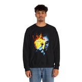 The Jocker Burning Aces Unisex Sweatshirt Fiery Gothic Streetwear Bold Dark Art Design for Risk Takers, Hustlers, and Fearless Fall Fashion Lovers