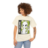 Unisex Not Alone Alien T Shirt Cartoon UFO Graphic Tee Extraterrestrial Sci Fi Space Themed Paranormal Conspiracy Inspired Streetwear Top
