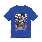 Humble Angel Statue Graphic Unisex Jersey Short Sleeve Tee Streetwear Fire Print T Shirt Bold Motivational Urban Fashion Outfit