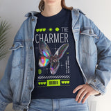 The Charmer Unisex Heavy Cotton Tee Futuristic Butterfly Graphic Streetwear Neon Cyber Aesthetic Artistic Fashion Statement T Shirt