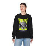 Praise Angel Statue Graphic Unisex Heavy Blend Crewneck Sweatshirt Gothic Spiritual Streetwear Pullover