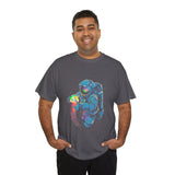 Galactic Dream Astronaut Neon Art Unisex Heavy Cotton Tee Bold Cosmic Streetwear Graphic T Shirt Vibrant Space Design Comfortable Classic Fit Everyday Wear Perfect Gift for Sci Fi Lovers and Creative Minds
