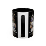 Sadness Statue Accent Coffee Mug 11oz 15oz Two Tone Ceramic Gothic Art Cup with Butterfly and Flame Design
