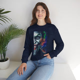 Dark Villain Jocker Split Insanity Unisex Sweatshirt Bold Gothic Streetwear Dark Psychological Art Design Cozy Heavy Blend Pullover for Visionaries and Fearless Creators