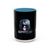 Space Galaxy Accent Coffee Mug 11oz 15oz Astronaut Spacecraft Earth Black Two Tone Ceramic Cup Gift for Space Lovers