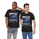 Bullet Blue Street Racing Artwork Unisex Heavy Cotton Tee High Performance Inspired Graphic Shirt For Car Lovers And Urban Streetwear Fans