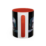 Space Galaxy Accent Coffee Mug 11oz 15oz Astronaut Spacecraft Earth Black Two Tone Ceramic Cup Gift for Space Lovers