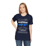 Aventador Blue Hypercar Blueprint Unisex Heavy Cotton Tee High Performance Streetwear Design for Car Enthusiasts Racers and Speed Lovers