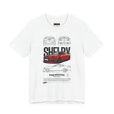 Shelby Red High Performance Muscle Coupe Blueprint Unisex Heavy Cotton Tee Retro Car Art Streetwear Gift for Gearheads Daily Wear Car Lovers Apparel