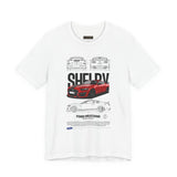 Shelby Red High Performance Muscle Coupe Blueprint Unisex Heavy Cotton Tee Retro Car Art Streetwear Gift for Gearheads Daily Wear Car Lovers Apparel