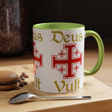 Deus Vult Accent Coffee Mug 11oz 15oz Red Cross Knight Crusader Ceramic Cup Bold Medieval Design Christian Symbol Faith Inspired Coffee Tea Gift Drinkware
