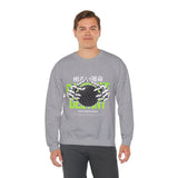 Destiny Fearless Pursuit of Happiness Unisex Heavy Blend Crewneck Sweatshirt Gothic Skeleton Hands Globe Graphic Streetwear Bold Motivational Pullover