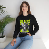 Praise Angel Statue Graphic Unisex Heavy Blend Crewneck Sweatshirt Gothic Spiritual Streetwear Pullover